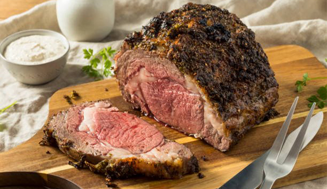 Prime rib on a plate  